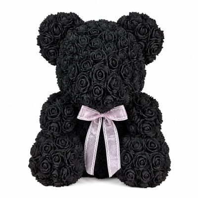 Мишка из роз черный (40 см)