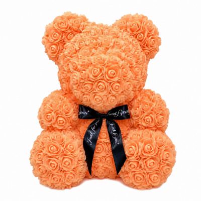 Мишка из роз оранжевый (40 см)