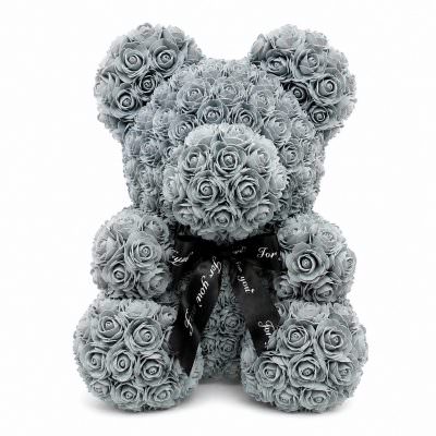 Мишка из роз серый (40 см)