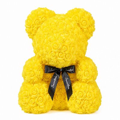 Мишка из роз желтый (40 см)